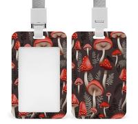 Badge Holder Red Mushrooms Printed Vertical Name Card Holder Suitable for Office School ID Card Proximity Key Card Driver License and Pass