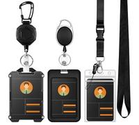 Badge Holder Retractable Clip - 3-Piece Heavy-Duty Name Clip, Spring-Loaded Reel | Reliable Staff Identification for Hospital Conferences School Workplace Nursing Doctor Surgeons Daily Use