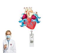 Badge Holder Retractable Clip,Heart Pattern Vertical Name ID Holder | Badge Reel Clip - for Employee Assistant Student Teacher Nurse Doctor Men Women