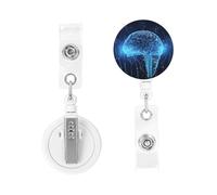Badge Holder Retractable Clip Heavy Duty Keychain Badge Reels Artificial Intelligence Brain ID Plastic Cute Reel Card Holder with Belt Clip for Key