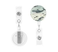 Badge Holder Retractable Clip Heavy Duty Keychain Badge Reels Baleen Whale ID Plastic Cute Reel Card Holder with Belt Clip for Key
