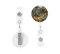 Badge Holder Retractable Clip Heavy Duty Keychain Badge Reels Cottage Garden ID Plastic Cute Reel Card Holder with Belt Clip for Key