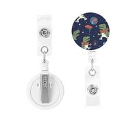 Badge Holder Retractable Clip Heavy Duty Keychain Badge Reels Funny Astronaut Dinosaur Rocket ID Plastic Cute Reel Card Holder with Belt Clip for Key