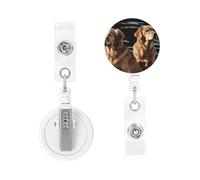 Badge Holder Retractable Clip Heavy Duty Keychain Badge Reels Golden Retrievers ID Plastic Cute Reel Card Holder with Belt Clip for Key