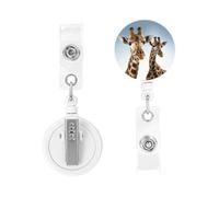 Badge Holder Retractable Clip Heavy Duty Keychain Badge Reels Necks of Giraffe ID Plastic Cute Reel Card Holder with Belt Clip for Key