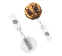 Badge Holder Retractable Clip Metal Badge Clips Nursing Badge Holder Dog Running in The Field Name Card Holders for Office Worker Doctor Women