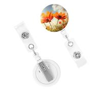 Badge Holder Retractable Clip Metal Badge Clips Nursing Badge Holder Flower Under The Sun Name Card Holders for Office Worker Doctor Women