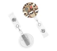 Badge Holder Retractable Clip Metal Badge Clips Nursing Badge Holder Sloth Family Name Card Holders for Office Worker Doctor Women