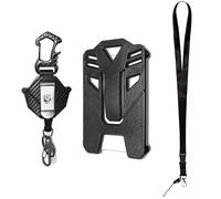 Badge Holder, Retractable Reel with ID Card Case Lanyard, Heavy Duty Holders for Key Ring/Keychain for Student Teachers Office Worker Doctor Nurse School Hospital (Retractable Reel + Lanyard + Case)