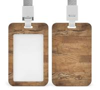 Badge Holder Retro Rough Oak Wall Printed Vertical Name Card Holder Suitable for Office School ID Card Proximity Key Card Driver License and Pass