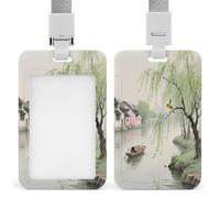 Badge Holder Spring Orioles on The Willow Bank Printed Vertical Name Card Holder Suitable for Office School ID Card Proximity Key Card Driver License and Pass