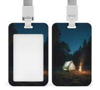 Badge Holder Starry Sky Camping Site Printed Vertical Name Card Holder Suitable for Office School ID Card Proximity Key Card Driver License and Pass