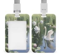 Badge Holder Swans Cruise Gracefully Printed Vertical Name Card Holder Suitable for Office School ID Card Proximity Key Card Driver License and Pass