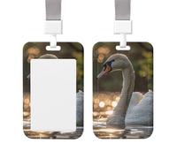 Badge Holder Thick Clear ID Card Holder Hard Plastic Name Tag Holders Big White Swan Badge Holders with Clip Work Badge Sleeve for Office Doctor Teacher Accessories