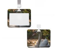 Badge Holder Thick Clear ID Card Holder Hard Plastic Name Tag Holders Big White Swan Badge Holders with Clip Work Badge Sleeve for Office Doctor Teacher Accessories