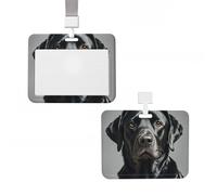 Badge Holder Thick Clear ID Card Holder Hard Plastic Name Tag Holders Black Labrador Badge Holders with Clip Work Badge Sleeve for Office Doctor Teacher Accessories