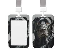 Badge Holder Thick Clear ID Card Holder Hard Plastic Name Tag Holders Black Labrador Badge Holders with Clip Work Badge Sleeve for Office Doctor Teacher Accessories