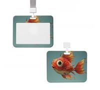 Badge Holder Thick Clear ID Card Holder Hard Plastic Name Tag Holders Cartoon Fish Badge Holders with Clip Work Badge Sleeve for Office Doctor Teacher Accessories