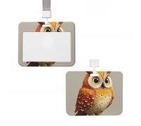 Badge Holder Thick Clear ID Card Holder Hard Plastic Name Tag Holders Cartoon owl Badge Holders with Clip Work Badge Sleeve for Office Doctor Teacher Accessories