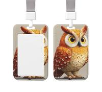 Badge Holder Thick Clear ID Card Holder Hard Plastic Name Tag Holders Cartoon owl Badge Holders with Clip Work Badge Sleeve for Office Doctor Teacher Accessories