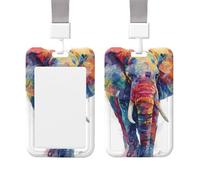 Badge Holder Thick Clear ID Card Holder Hard Plastic Name Tag Holders Colorful Elephant Badge Holders with Clip Work Badge Sleeve for Office Doctor Teacher Accessories