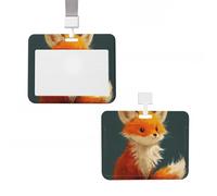 Badge Holder Thick Clear ID Card Holder Hard Plastic Name Tag Holders Cute Fox Badge Holders with Clip Work Badge Sleeve for Office Doctor Teacher Accessories