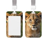 Badge Holder Thick Clear ID Card Holder Hard Plastic Name Tag Holders Cute Little Animal Lion Badge Holders with Clip Work Badge Sleeve for Office Doctor Teacher Accessories