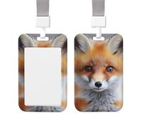 Badge Holder Thick Clear ID Card Holder Hard Plastic Name Tag Holders Cute Little Fox Badge Holders with Clip Work Badge Sleeve for Office Doctor Teacher Accessories