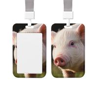 Badge Holder Thick Clear ID Card Holder Hard Plastic Name Tag Holders Cute Pig Badge Holders with Clip Work Badge Sleeve for Office Doctor Teacher Accessories