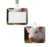 Badge Holder Thick Clear ID Card Holder Hard Plastic Name Tag Holders Cute Pig Badge Holders with Clip Work Badge Sleeve for Office Doctor Teacher Accessories