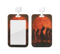 Badge Holder Thick Clear ID Card Holder Hard Plastic Name Tag Holders Dancing with the Red Sun Badge Holders with Clip Work Badge Sleeve for Office Doctor Teacher Accessories
