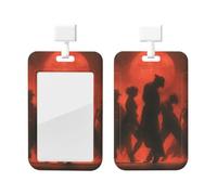 Badge Holder Thick Clear ID Card Holder Hard Plastic Name Tag Holders Dancing with the Red Sun Badge Holders with Clip Work Badge Sleeve for Office Doctor Teacher Accessories