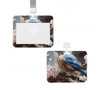 Badge Holder Thick Clear ID Card Holder Hard Plastic Name Tag Holders Eastern Bluebird Badge Holders with Clip Work Badge Sleeve for Office Doctor Teacher Accessories