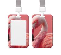 Badge Holder Thick Clear ID Card Holder Hard Plastic Name Tag Holders Flamingo Bird Badge Holders with Clip Work Badge Sleeve for Office Doctor Teacher Accessories