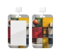 Badge Holder Thick Clear ID Card Holder Hard Plastic Name Tag Holders Geometry Badge Holders with Clip Work Badge Sleeve for Office Doctor Teacher Accessories