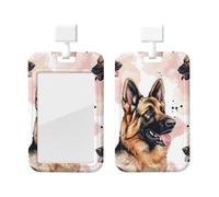 Badge Holder Thick Clear ID Card Holder Hard Plastic Name Tag Holders German Shepherd Dog Lovers Badge Holders with Clip Work Badge Sleeve for Office Doctor Teacher Accessories