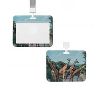 Badge Holder Thick Clear ID Card Holder Hard Plastic Name Tag Holders Giraffe Has a Long Neck Badge Holders with Clip Work Badge Sleeve for Office Doctor Teacher Accessories