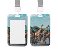 Badge Holder Thick Clear ID Card Holder Hard Plastic Name Tag Holders Giraffe Has a Long Neck Badge Holders with Clip Work Badge Sleeve for Office Doctor Teacher Accessories