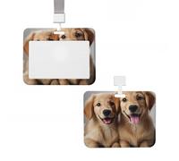 Badge Holder Thick Clear ID Card Holder Hard Plastic Name Tag Holders Labrador Puppy Dog Badge Holders with Clip Work Badge Sleeve for Office Doctor Teacher Accessories