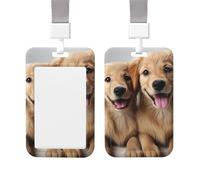 Badge Holder Thick Clear ID Card Holder Hard Plastic Name Tag Holders Labrador Puppy Dog Badge Holders with Clip Work Badge Sleeve for Office Doctor Teacher Accessories