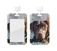 Badge Holder Thick Clear ID Card Holder Hard Plastic Name Tag Holders Labrador Retriever Badge Holders with Clip Work Badge Sleeve for Office Doctor Teacher Accessories