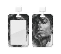 Badge Holder Thick Clear ID Card Holder Hard Plastic Name Tag Holders Michael Jackson Badge Holders with Clip Work Badge Sleeve for Office Doctor Teacher Accessories