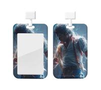 Badge Holder Thick Clear ID Card Holder Hard Plastic Name Tag Holders Michael Jackson Badge Holders with Clip Work Badge Sleeve for Office Doctor Teacher Accessories