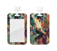 Badge Holder Thick Clear ID Card Holder Hard Plastic Name Tag Holders Michael Jackson Badge Holders with Clip Work Badge Sleeve for Office Doctor Teacher Accessories