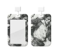 Badge Holder Thick Clear ID Card Holder Hard Plastic Name Tag Holders Michael Jackson Badge Holders with Clip Work Badge Sleeve for Office Doctor Teacher Accessories
