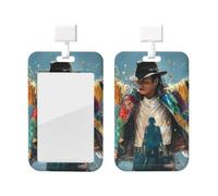 Badge Holder Thick Clear ID Card Holder Hard Plastic Name Tag Holders Michael Jackson Badge Holders with Clip Work Badge Sleeve for Office Doctor Teacher Accessories