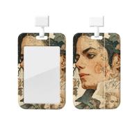 Badge Holder Thick Clear ID Card Holder Hard Plastic Name Tag Holders Michael Jackson Badge Holders with Clip Work Badge Sleeve for Office Doctor Teacher Accessories