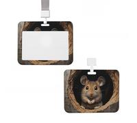 Badge Holder Thick Clear ID Card Holder Hard Plastic Name Tag Holders Mouse in the Hole Badge Holders with Clip Work Badge Sleeve for Office Doctor Teacher Accessories