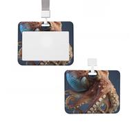 Badge Holder Thick Clear ID Card Holder Hard Plastic Name Tag Holders Octopus Fish Badge Holders with Clip Work Badge Sleeve for Office Doctor Teacher Accessories