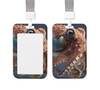 Badge Holder Thick Clear ID Card Holder Hard Plastic Name Tag Holders Octopus Fish Badge Holders with Clip Work Badge Sleeve for Office Doctor Teacher Accessories